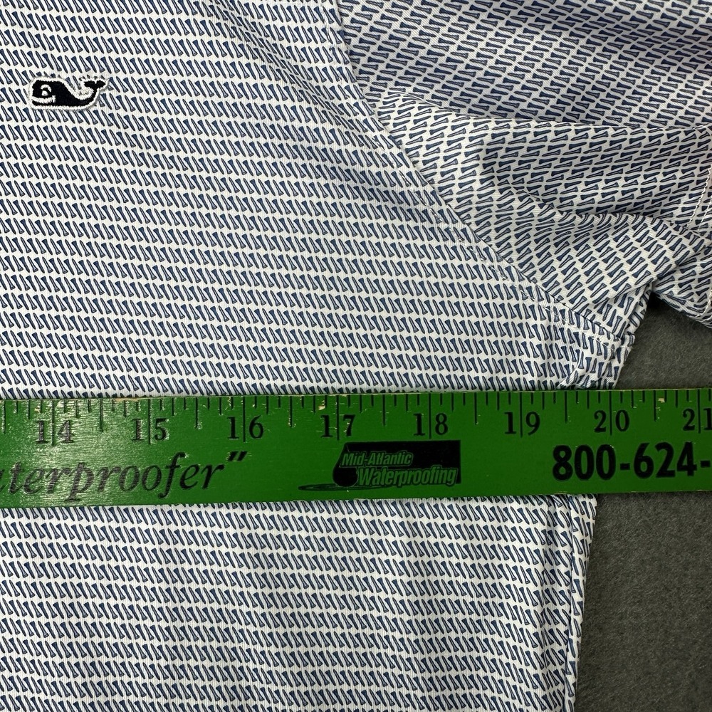 Vineyard Vines Polo Shirt Womens Medium Blue Geometric Performance Golf Stretch - Picture 4 of 8